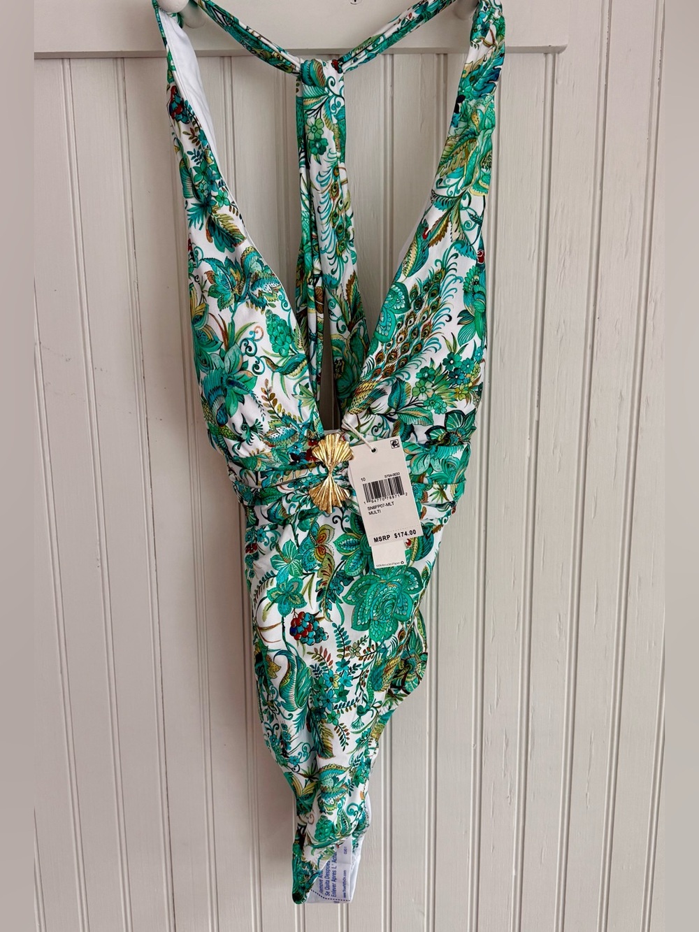 Sunshine 79 Green One-Piece Swimsuit Size 10 NWT with Gold Accent